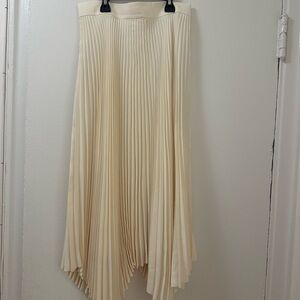 Tory Burch Cream Asymmetrical Pleated Skirt